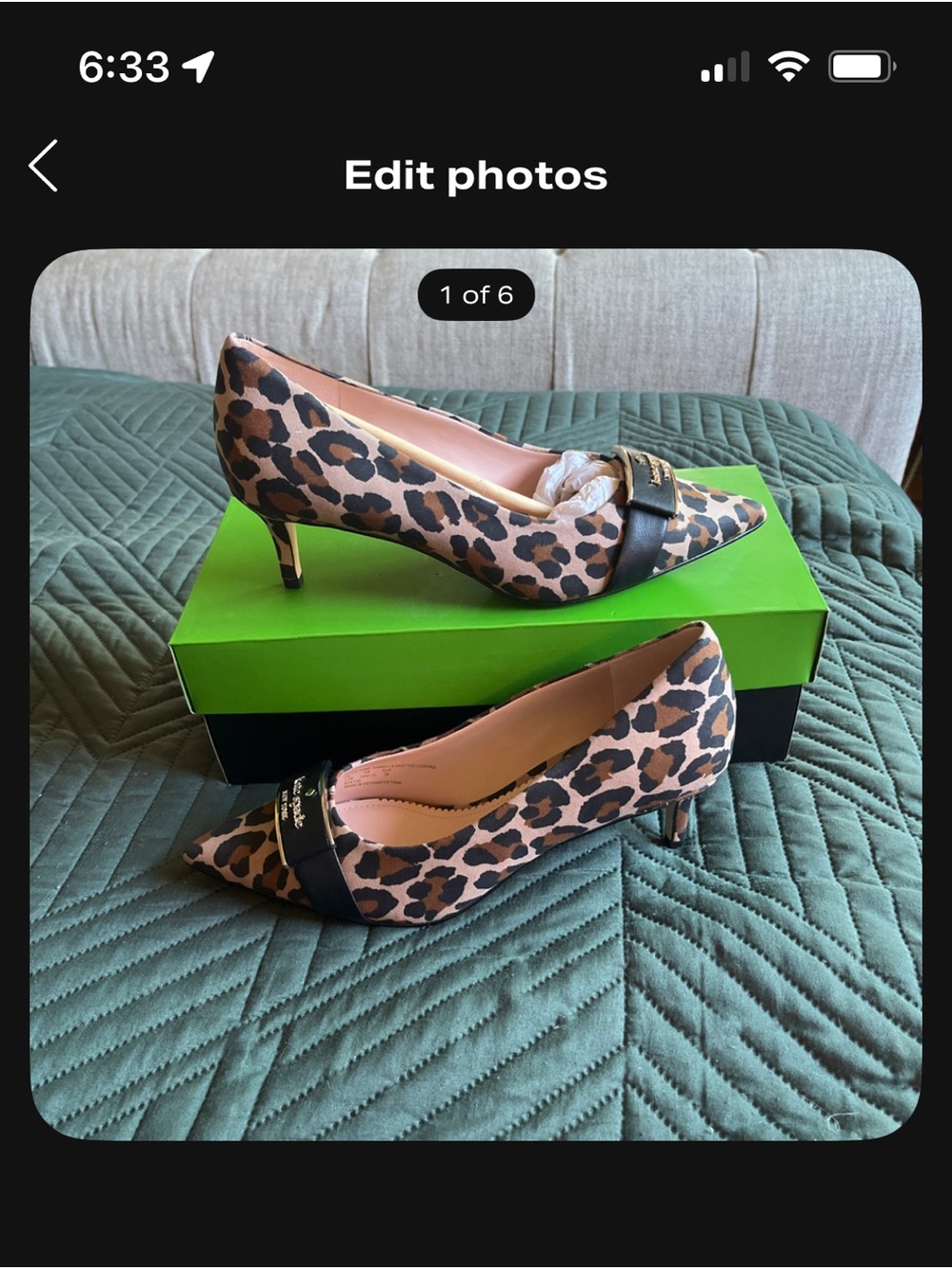 kate spade Leopard Print Pointed Toe Heels with Black Strap